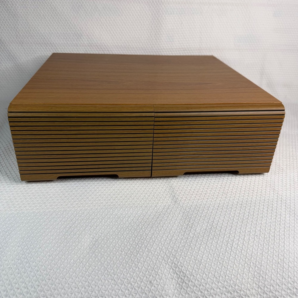 VTG VHS VCR Wood Grain 24 Cassette Tape Storage Case 2 Drawer Organizer 80s-90s